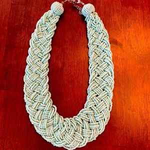 Sea foam green seed bead braided necklace